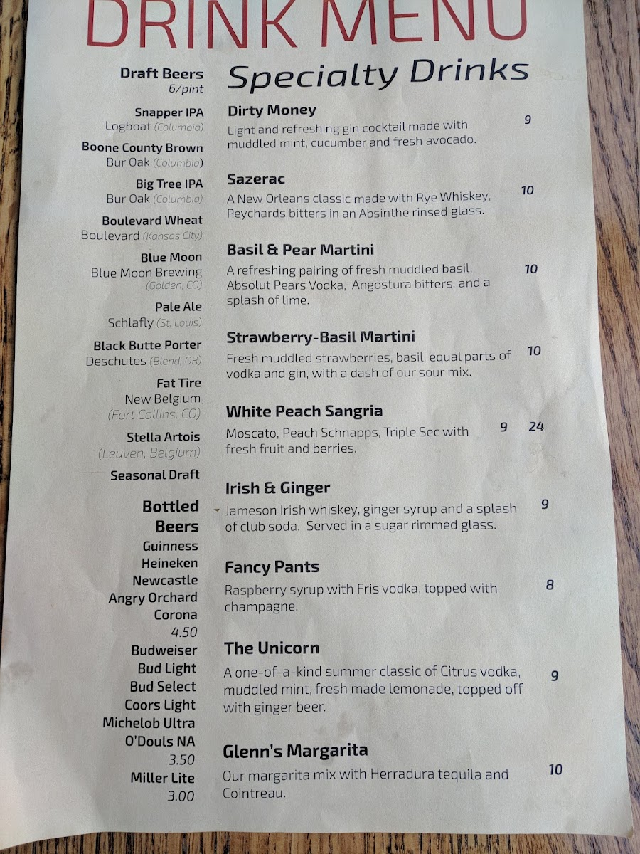 Menu - Glenn's Cafe photo 4